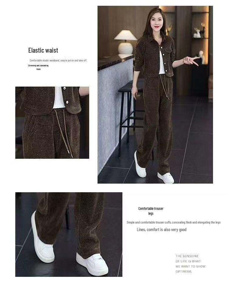 Модный женский комплект-двойка облегающего кроя на флисовой подкладке: Осень/Зима 2025 Куртка и Брюки