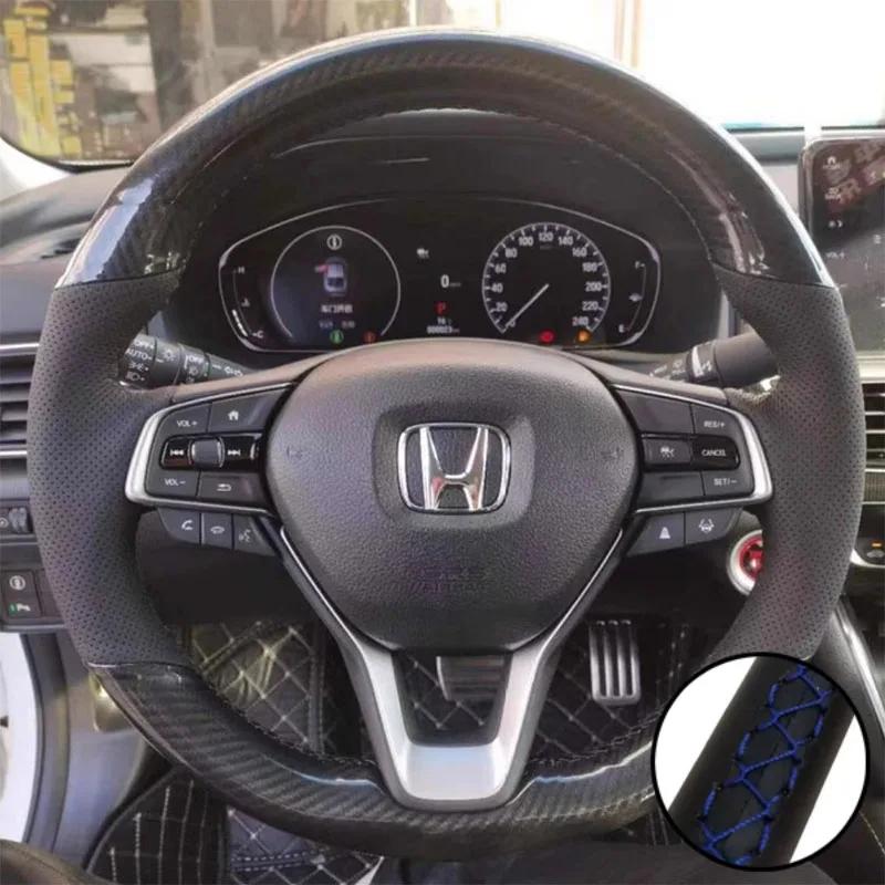 PLXI9 Car Steering Wheel Braid Cover Carbon Fiber Leather Breathable For Honda Accord 10 2018-2020 Insight 2019 Auto Accessories