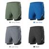 Мужские шорты для бега 2-в-1 с карманами для полотенец, быстросохнущие шорты для тренировок в тренажерном зале