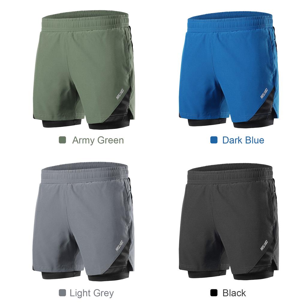 Мужские шорты для бега 2-в-1 с карманами для полотенец, быстросохнущие шорты для тренировок в тренажерном зале