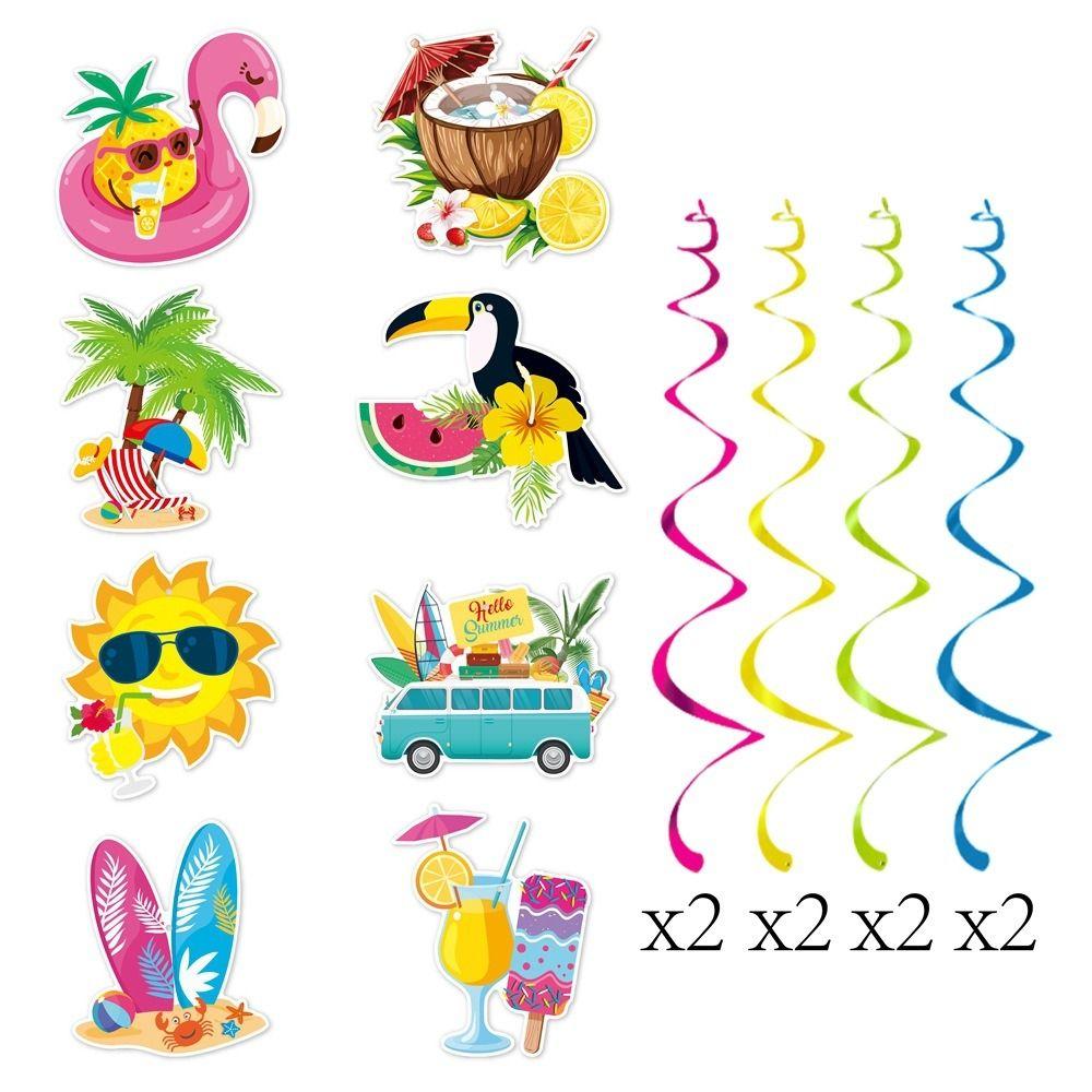 Баннер на тему фестиваля Hello Summer, бумажный, летняя спираль, подвесной флаг, декор для вечеринки по случаю дня рождения