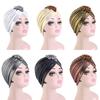 New Women's Luxury Diamond Turban Cap Muslim Indian Hat Bandana Elastic Beanies Chemo Cap African Hat Headwear
