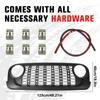 Car Front Bumper Grille Wear Resist ABS Bumper Mesh Grill Replacement Grille for JK Modified To 24 JL for JEEP Wrangler 07-17