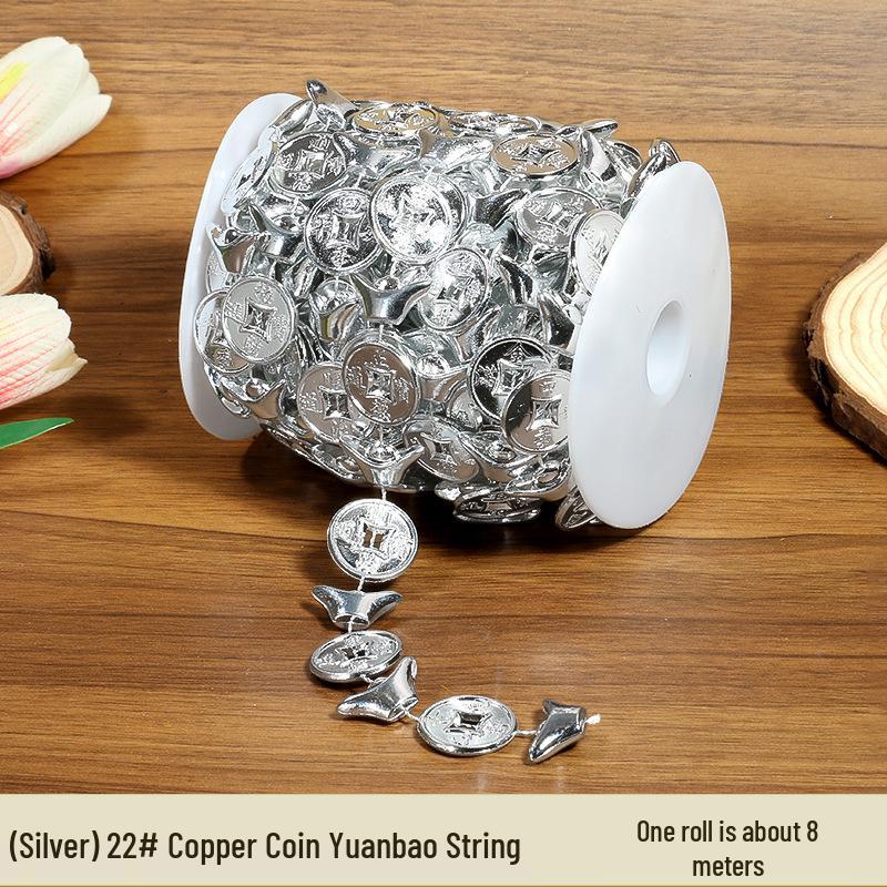 Gold & Silver Electroplated Bead String for DIY Christmas Tree Decorations