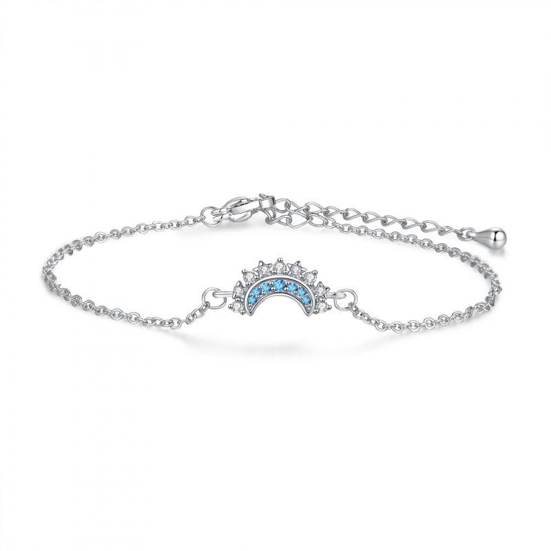 2Pcs Shiny Cubic Zircon Sun & Moon Bracelet Set For Women Adjustable Couple Bracelets Party Wedding Jewelry Gift