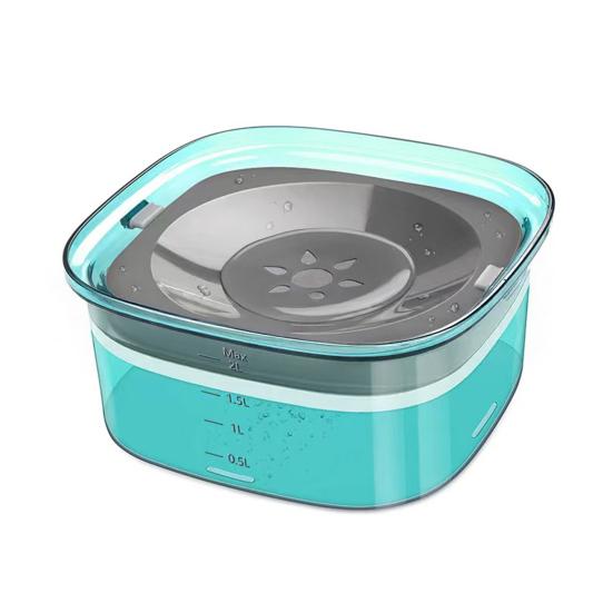 Pet Water Bowl No Spill 2L Spill Proof Clear Dog Water Bowl Anti Splash No Mess Cat Water Dispenser for Sloppy Messy Drinkers