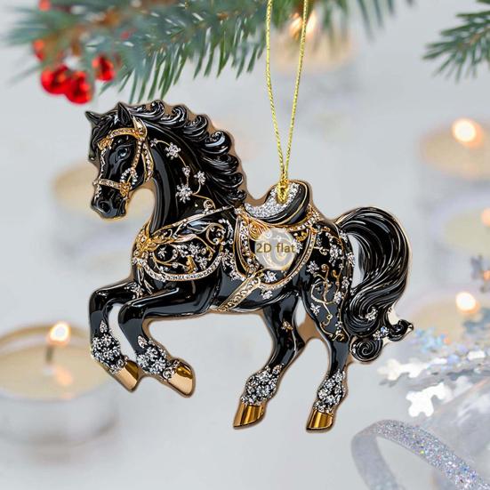 Yousheng Horse Theme Acrylic Ornament 2D Flat Print Hanging Pendant for Horse Lovers Christmas Tree Decor And Equestrian Gift