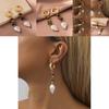 Fashionable Geometric Earrings With Colorful Stones And Imitation Pearls For Women