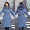 Women's Medium and Long Cotton-padded Clothes In Winter Slim-fitting Thickened Fur Collar Down Cotton-padded Jacket