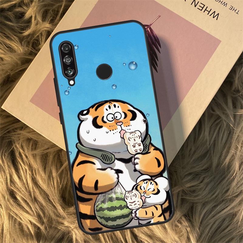 Cartoon Fat Tiger For Huawei Nova Y90 Y60 Y61 Y70 Y72 Y73 Y91 3i 7i 8i 11i 12i 9 10 SE P20 P30 P40 Lite Case