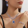 4 шт. Женский модный набор: ожерелье-капля, серьги-цветы, браслет, циркониевый набор, свадебная вечеринка, фестивальный подарок-8065