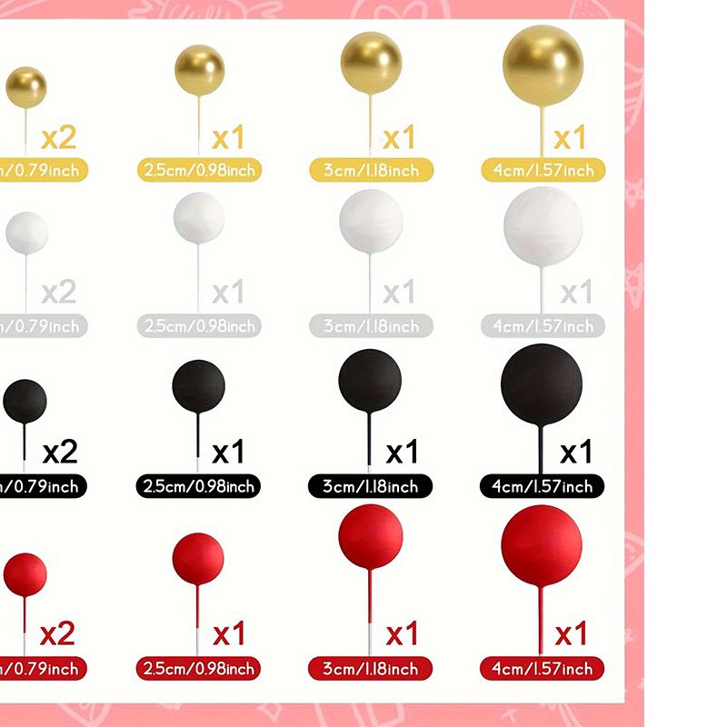 20 шт./уп. 4 см Шарики Топперы для торта Украшения Мини-шарики Палочки для топперов для торта Золотые шарики Пики для торта Шарики для топпера для торта Декор для торта