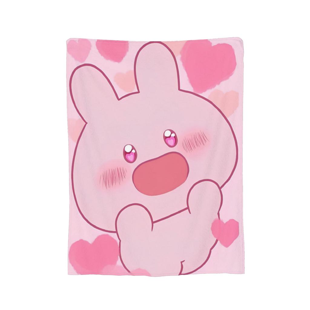 Asamimichaan Asleep Cartoon Fleece Throw Blanket Kawaii Asamimi Blankets for Sofa Car Super Soft Bed Rug
