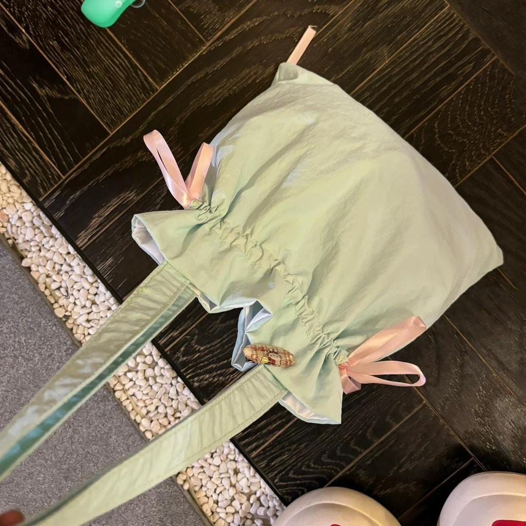 Canvas Bag Tote Bag Bundle Mouth Drawstring Canvas Bag Female Student Environmental Protection Bag Bleaching Paint Bag