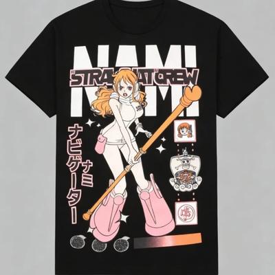Футболка унисекс с принтом Нами - Кошка-вор из One Piece, Летняя новинка 2026, Популярный аниме-принт, Американский повседневный стиль, Футболка для родителей и детей с коротким рукавом