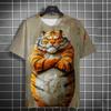 Fun Animal 3D Printing Men's Casual T-shirt New Fashion Short Sleeve Street Fashion Tiger Print Round Neck Top