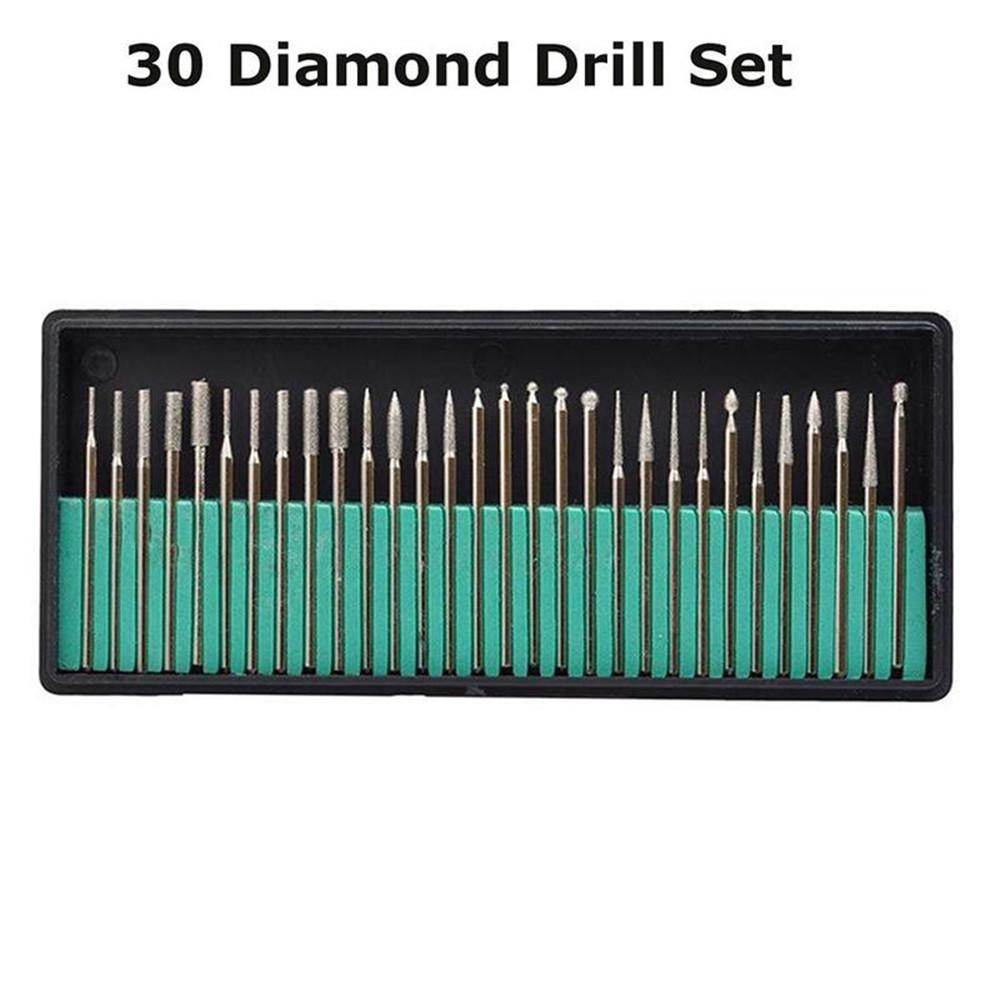 Набор из 30 алмазных борфрез Dremel, набор вращающихся инструментов, зернистость 400, футляр с хвостовиком 1/8 дюйма