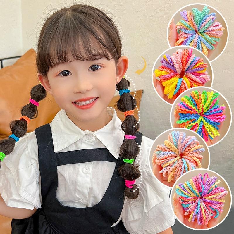 50 Pieces a Candy Color Seamless Headband Hair Circle Lace Small Leather Band Ins High Appearance Level Children's Headwear Hair Accessories