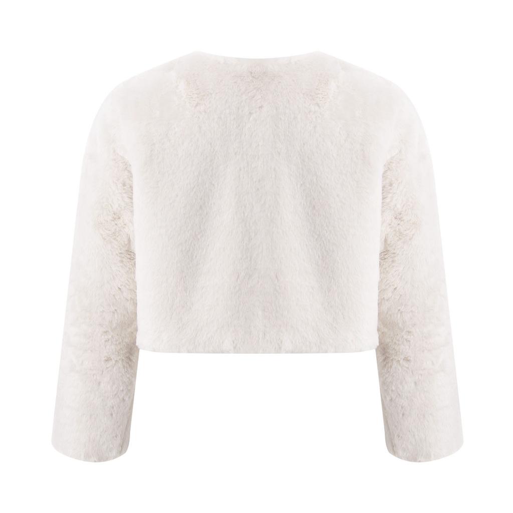 Детская куртка-болеро из искусственного меха для девочек, с длинными рукавами, открытая спереди, укороченная накидка, пальто, верхняя одежда