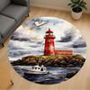 1 шт. Коврик для стула Круглый Коврик для офиса с изображением маяка и лодки - Нескользящий, Коврик для пола для офиса, спальни, Идеальный подарок для декора дома p0105111