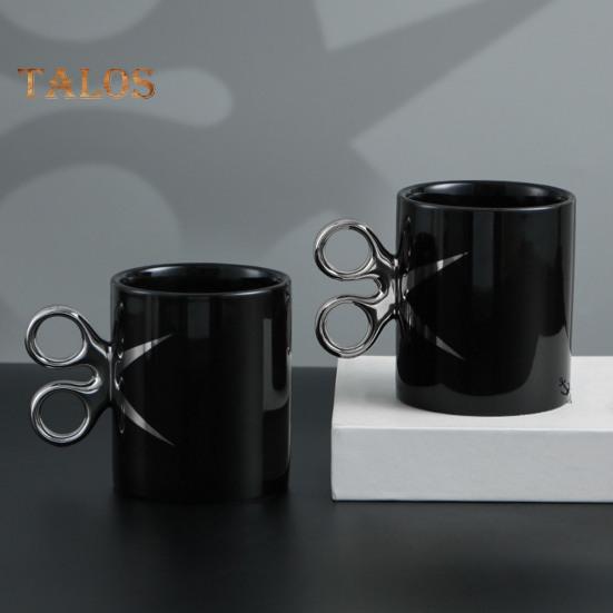 Керамическая кружка с ручкой в виде ножниц 350 мл, новинка, парикмахерская, чайная кружка для кофе, подарочная кружка с разноцветной глазурью