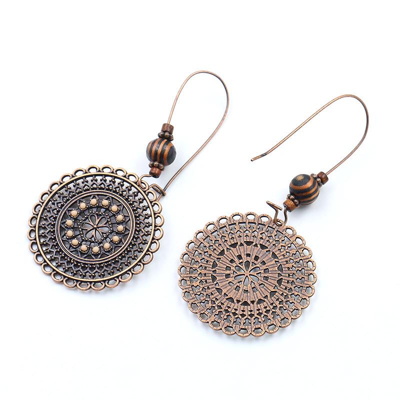 Charming Vintage Boho for Women Dangle Earrings New Creative Ear Jewelry Drop Earring Round Sun Female Jewelry Ethnic Fashion Gift  Handmade