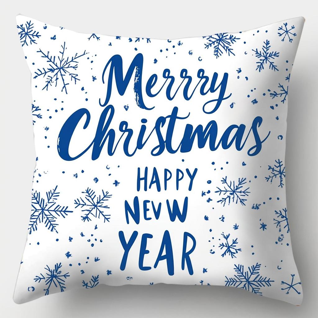 Home Decor Merry Christmas & Winter Animal Snowflake Pillow Pattern Cushion Cover Suitable For Sofa Bedroom Car Pillow Cover