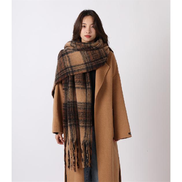 2024 New Scarf Winter Women'S Velvet Extended Warmth Luxury Fashion Versatile Internet Celebrity Girl Plaid