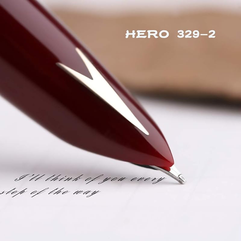 Lanxivi 3-Piece Genuine Hero 329 Fountain Pen with Fine Nib, Gold Arrow Pattern, and Stainless Steel Cap