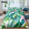 Palm Leaves Duvet Cover King Full Banana Leaves Bedding Set Hawaiian Tropical Leaves Green Branches 2/3pcs Polyester Quilt Cover