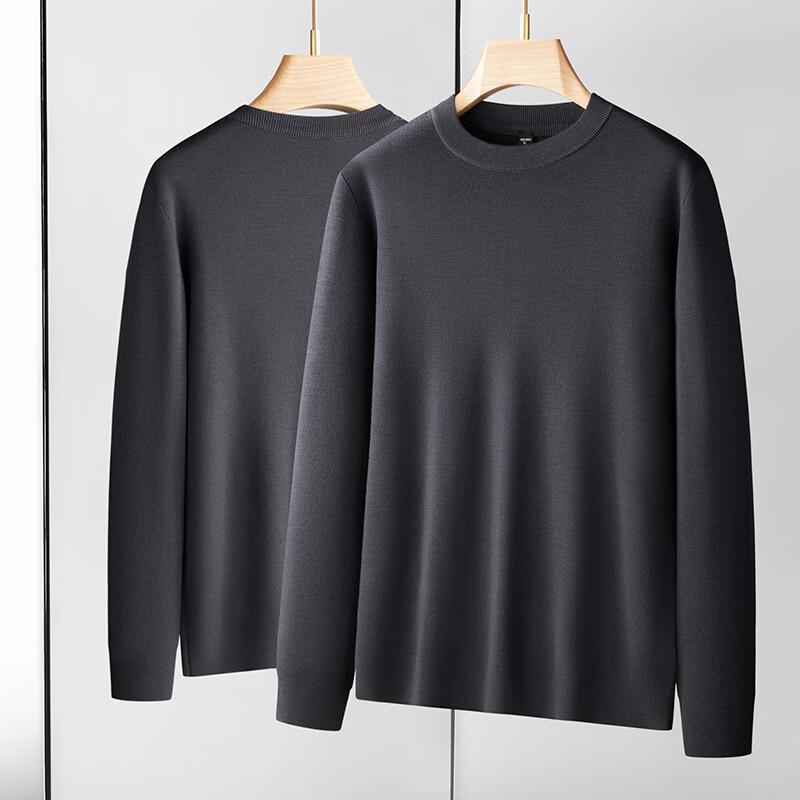 Men's Plus Size 100% Lambswool Round Neck Knit Sweater