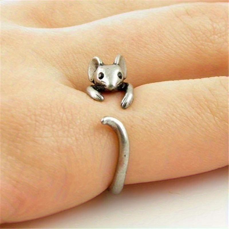 Cute Mouse Open Ring Niche Animal Design Finger Ring Jewelry Party Favors Daily Wear