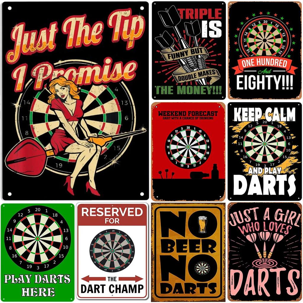 No Beer No Darts Metal Sign Just the Tip Poster Plaque Vintage Iron Painting Decoration for Man Cave Cafe Game Room Club Bar