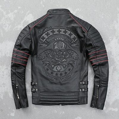 Locomotive Clothing Куртка из коровьей кожи первого слоя Мужская куртка с вышивкой Куртка для верховой езды