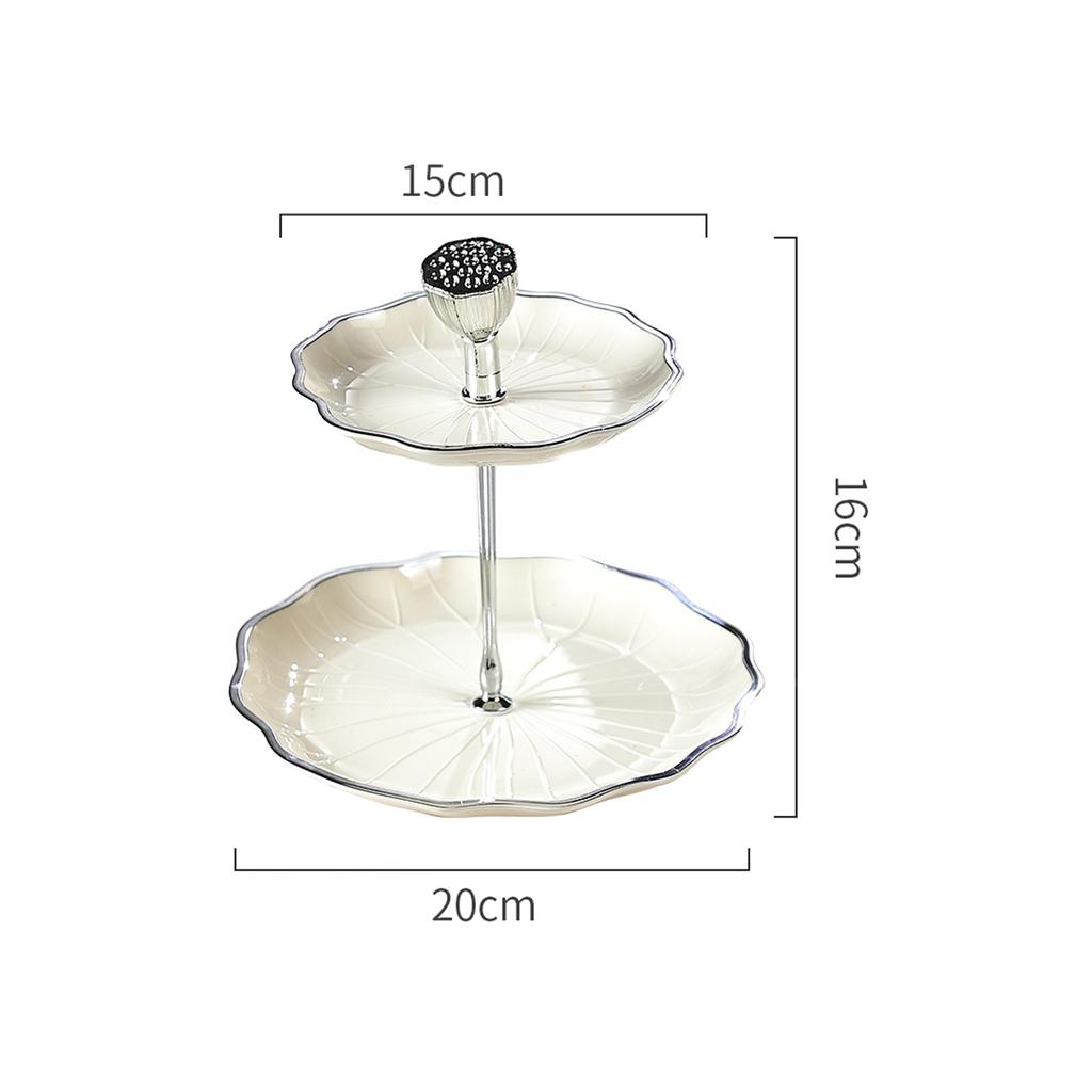 2 Tier Cupcake Stand Ceramic Elegant Dessert Plates Stand Serving Tray Containers for Cookies Birthday Home Dinner Wedding