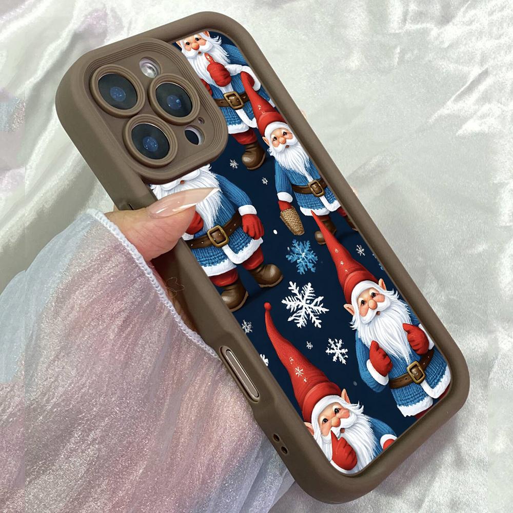JT206 Милые Мультяшные Зимние Гномы для iPhone 17 16 15 14 Pro Max Samsung S26 S25 Ultra A17 A16 A07 A56 Xiaomi 15T Redmi 15c 14C Note 13 Мягкий Чехол из ТПУ