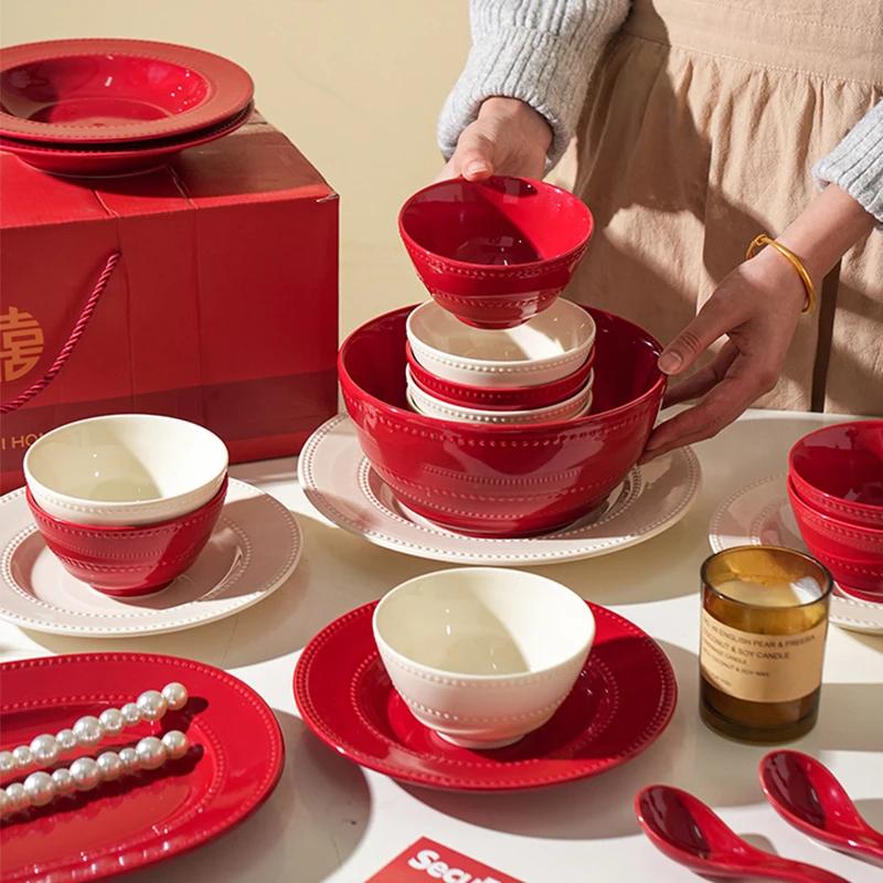 Легкая роскошная свадебная керамическая тарелка, высококачественные однотонные рельефные обеденные тарелки, бытовые тарелки для повседневного использования, вечеринки, торта, десерта и закусок