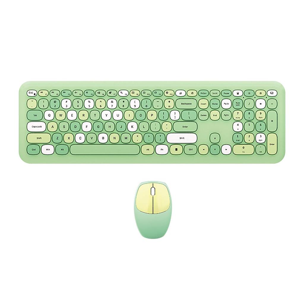 Mofii Беспроводная мышь и клавиатура, набор круглых клавиш, цветная клавиатура, женская офисная беспроводная клавиатура, полноразмерная клавиатура для пишущей машинки