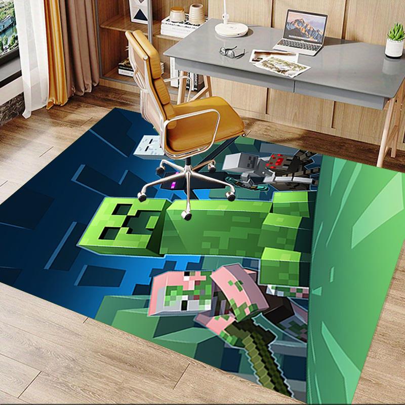 1pc Minecraft Pixel Art Carpet for Playroom Bedroom Living Room Sofa Home Decor,kids Game Area Rug Non-slip Floor Mat Y730121