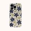 Navy Flower & Olive Leaf Phone Case for IPhone 17AIR 16E 16 15 14 13 12 11 17 Pro Max Plus Double-layer Back Cover