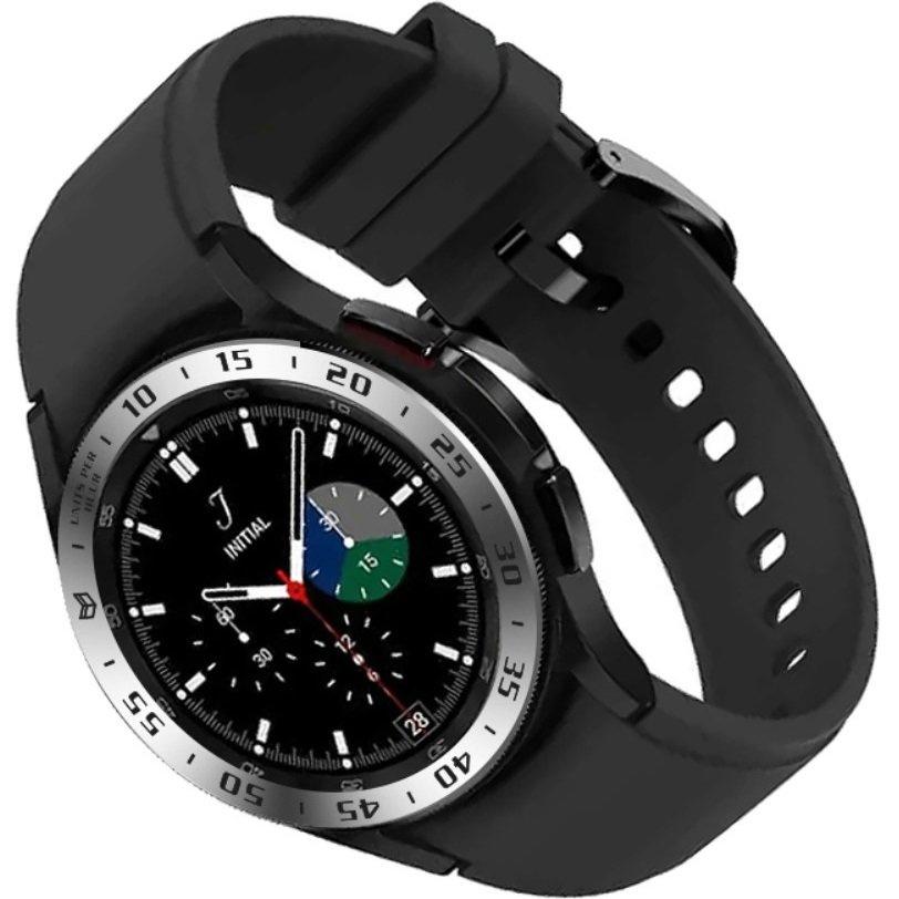 Декоративное кольцо для Galaxy Watch 4 Classic 42 мм, Серебристый/Черный