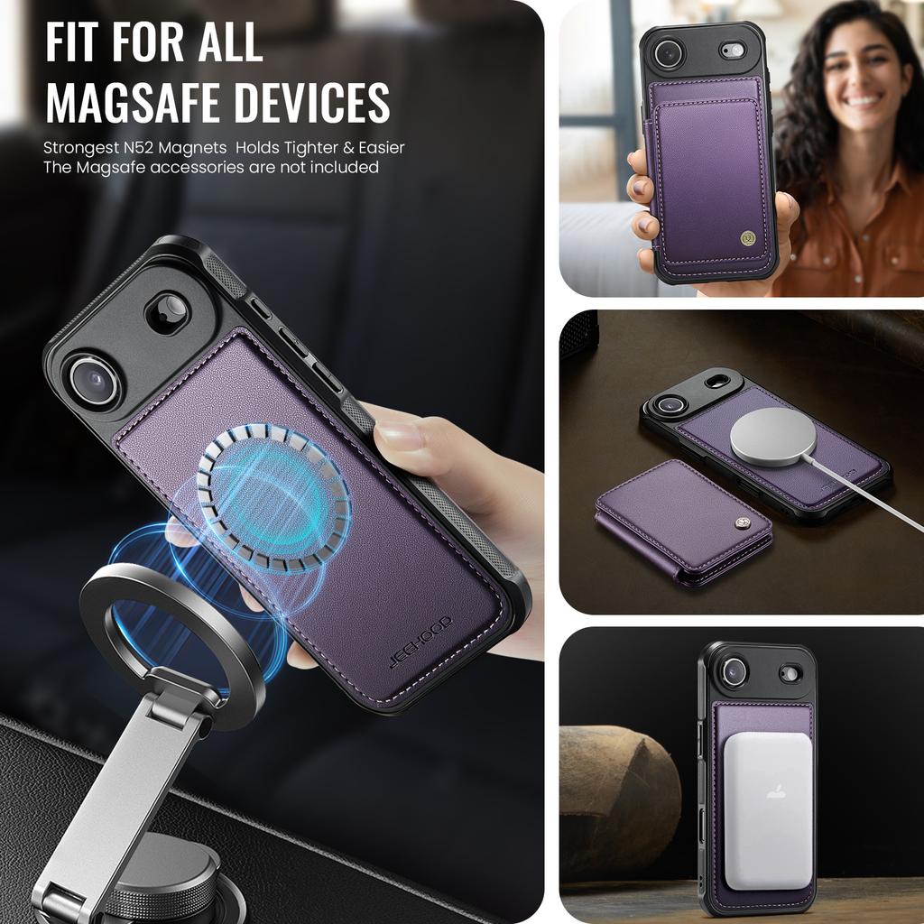 For iPhone Air Case JEEHOOD J05 Leather Mobile Cover with Detachable Magnetic Card Bag