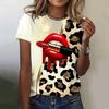 Women's Summer Casual Versatile Leopard 3D Print Short Sleeved Round Neck T-shirt