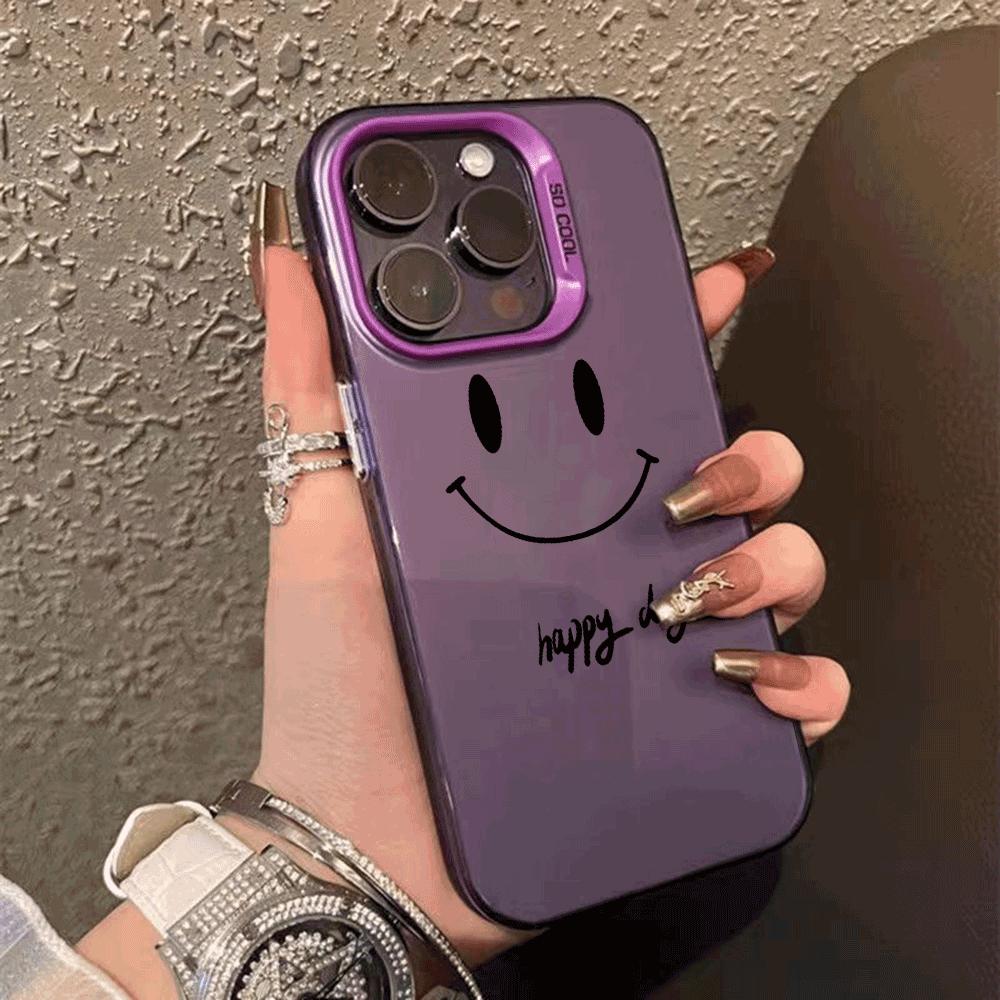 Персонализированный, простой, милый и улыбающийся чехол для телефона iPhone 16, 15, 14, 13, 12, 11 Pro Max 16E с лазерным покрытием, противоударный телефон