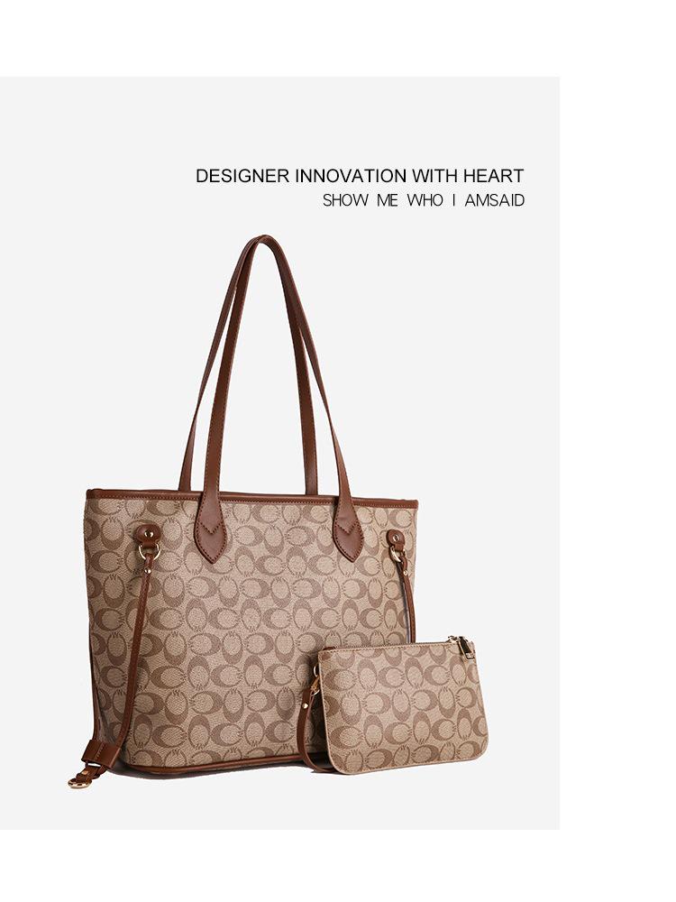 Women's Large Capacity Monogram Tote & Crossbody Handbag