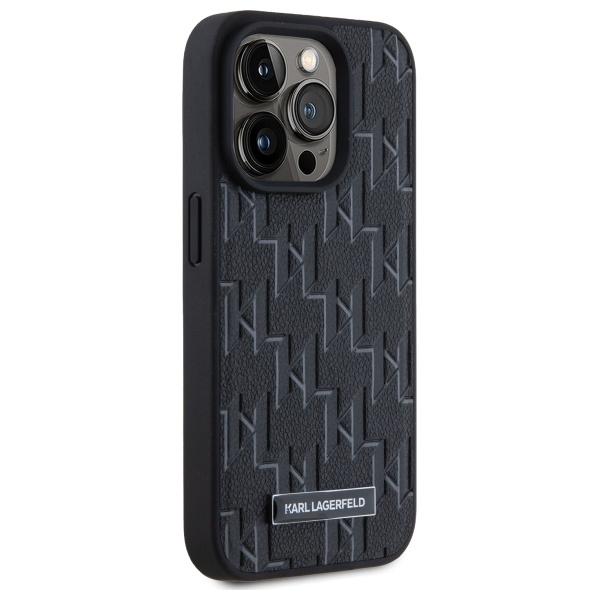 Karl Lagerfeld KLHMP15LPKHPORPK iPhone 15 Pro 6.1" hardcase black/black Leather Monogram Metal Logo MagSafe