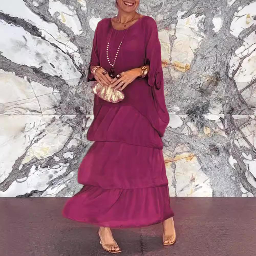 Платье макси из шифоновой сетки с рукавами «летучая мышь» 2024 года