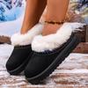 Модные Удобные Большого Размера Зимние Снежные Ботинки Женские Слипоны Хлопковые Туфли Толстая Подошва Этнический Стиль Закрытый Носок Резиновая Поверхность