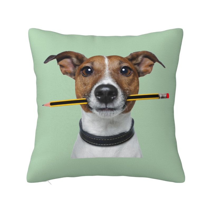 Милая наволочка на подушку с джек-рассел-терьером 40х40 см Мягкая декоративная подушка с домашним питомцем-собакой для автомобиля Квадратная наволочка Украшение для гостиной