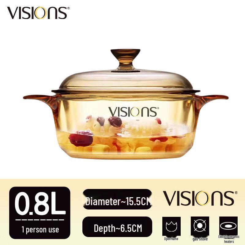 VISIONS Corning Amber Transparent Glass Pot